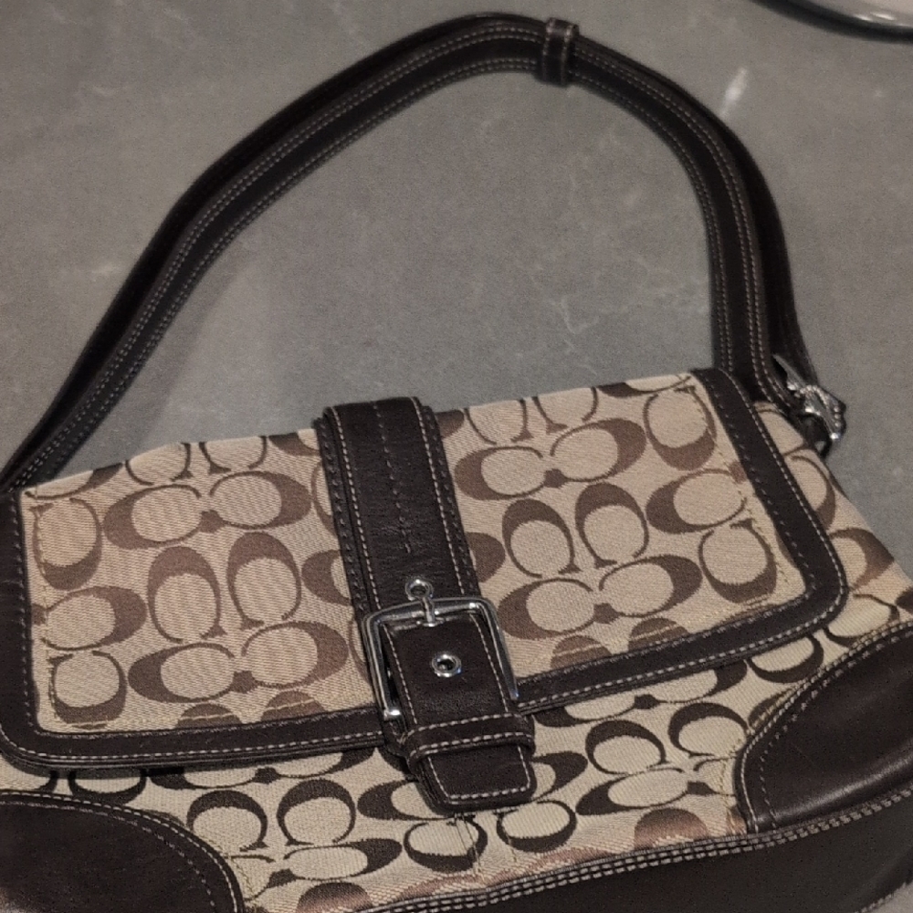 Coach Brown and Cream Shoulder Bag